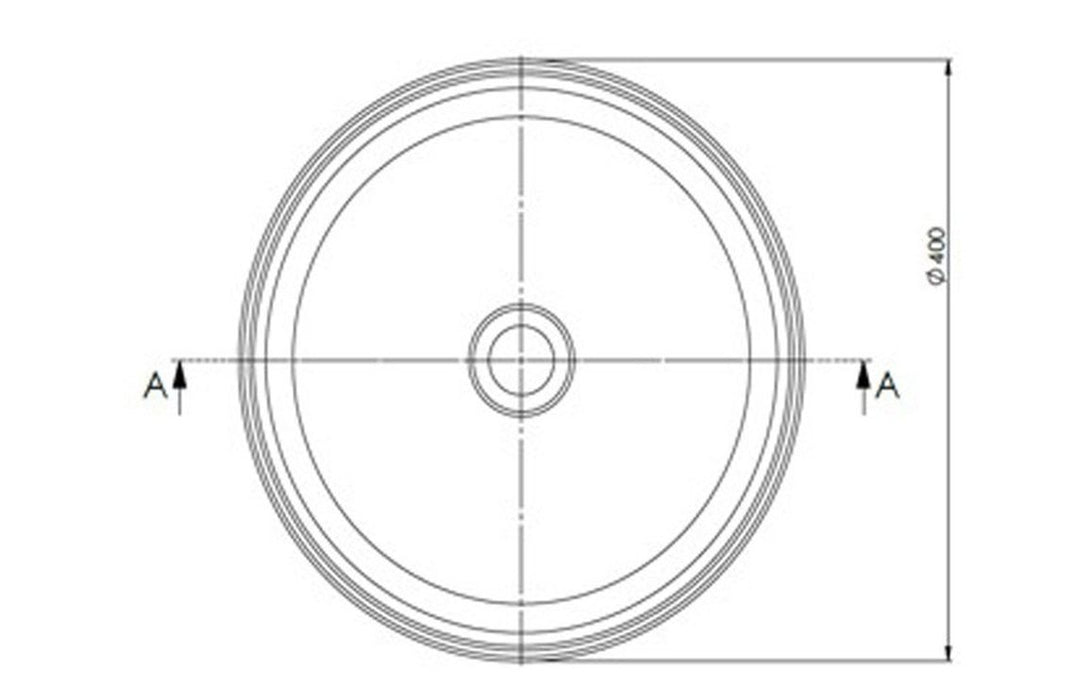 Round 400mm Fluted Countertop Basin – White Resin Wash Bowl