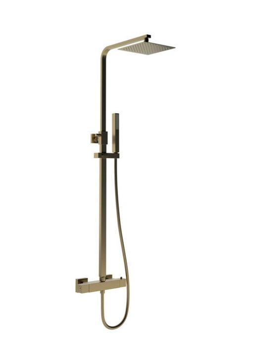 Luxury Brushed Bronze Square Thermostatic Shower with Riser Kit