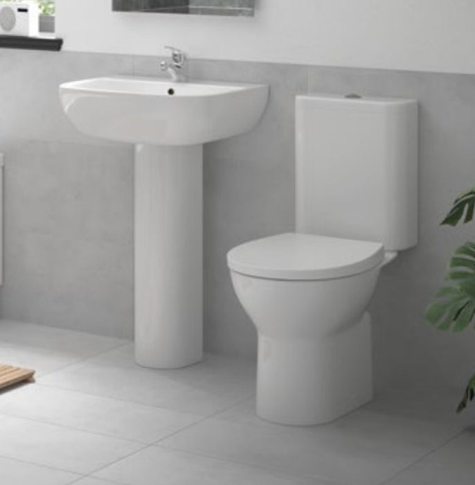 Rimless Close Coupled WC and Pedestal Basin Pack