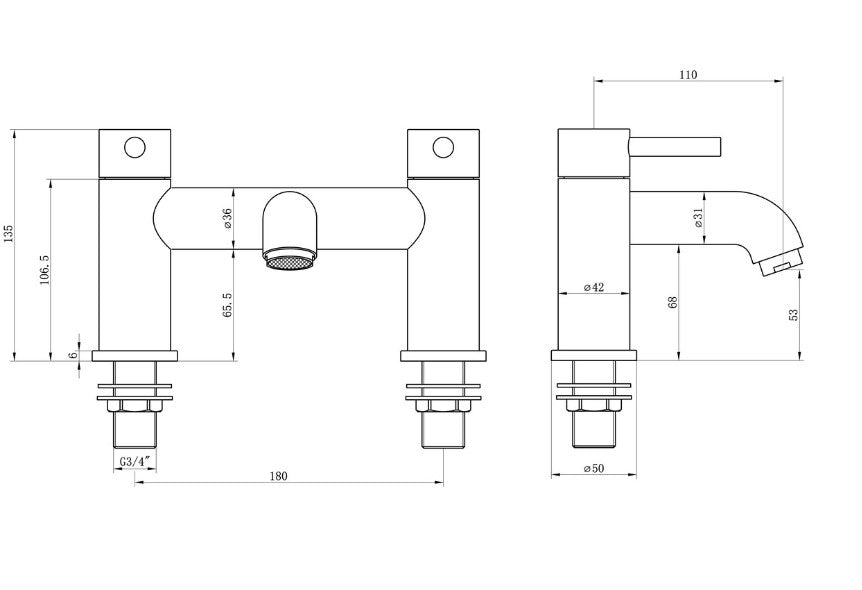 Luxury Brushed Bronze Bath Mixer Filler Tap