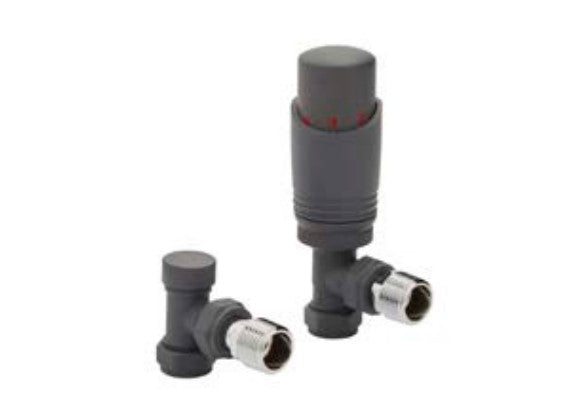 Textured Grey Thermostatic Radiator Valves - Angled/Straight/Corner