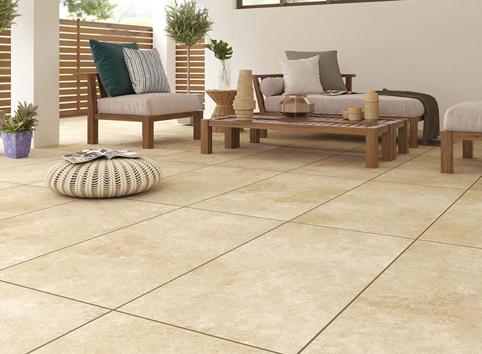 Travertina Beige Outdoor Porcelain in 60x90 or 60x120cm