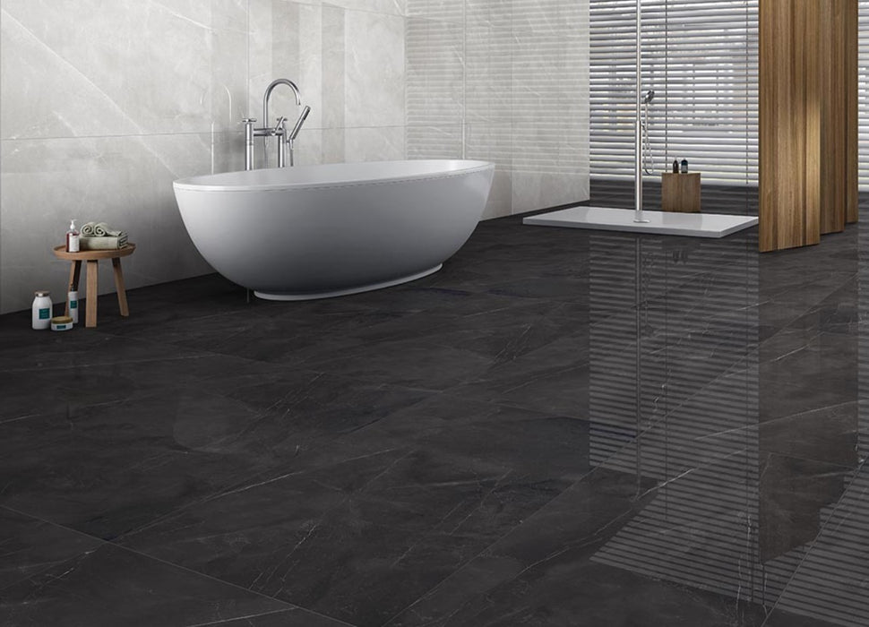 Luxury Amani Nero Black Marble Polished Tile 60x120cm